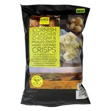 Marks & Spencer Cornish Cruncher Cheddar & Pickled Onion Hand Cooked Crisps Review