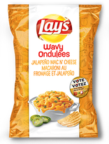 Lay's Do Us a Flavor Canada Wavy Ondulles Jalapeno Mac n Cheese 