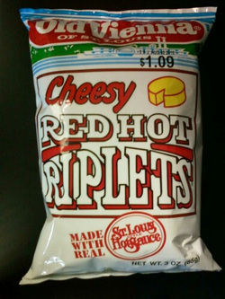 Old Vienna of St Louis Cheesy Red Hot Riplets Potato Chips
