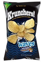 Krunchers! Waves Sea Salt & Cracked Pepper Kettle Cooked Potato Chips