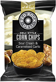Red Rock Deli Corn Chips Sour Cream & Caramalised Garlic