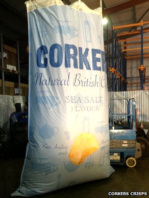 Corkers World Record for the largest ever potato chips potato crisps bag