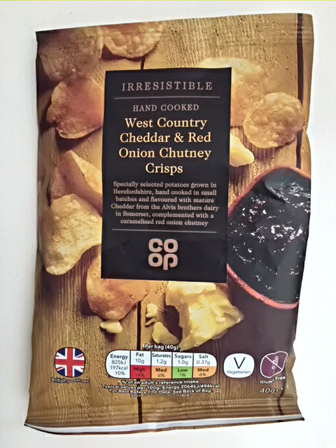 Co-Op Hand Cooked West Country Cheddar & Red Onion Chutney Crisps Review