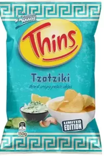 Snack Brands Australia Thins Potato Chips tzatziki