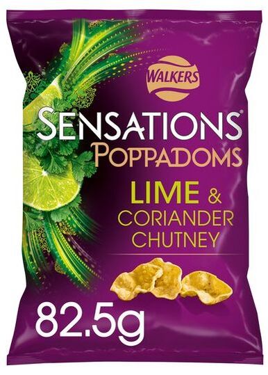 Walkers Sensations Poppadoms Lime and Coriander Chutney Flavour Potato and Garam Flavour Snack